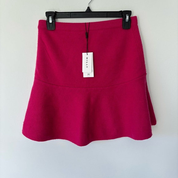 NWT Milly Flare Knit Wool Mini Skirt Hot Pink 309 Fuchsia Luxury Designer Barbie - Picture 1 of 8